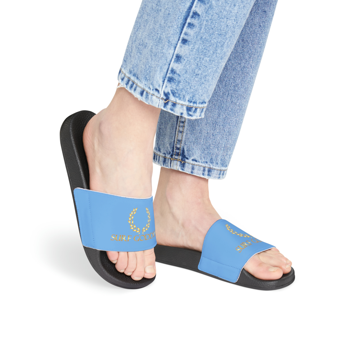Surf Goddess Light Ocean Wave Blue Sandals(Dark Soled) - Image 9