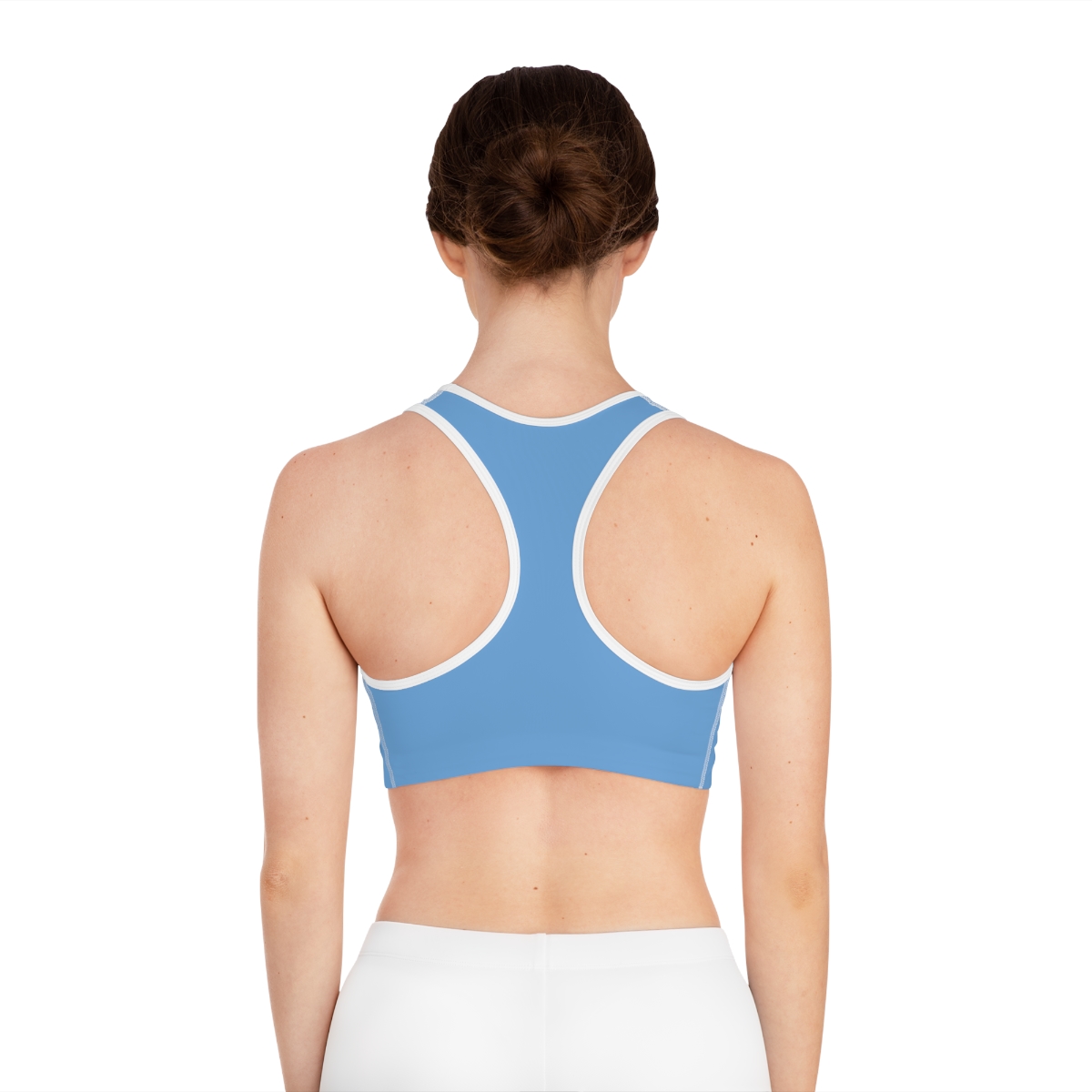 Surf Goddess Light Blue Athletic Sports Bra (White Borders) - Image 4