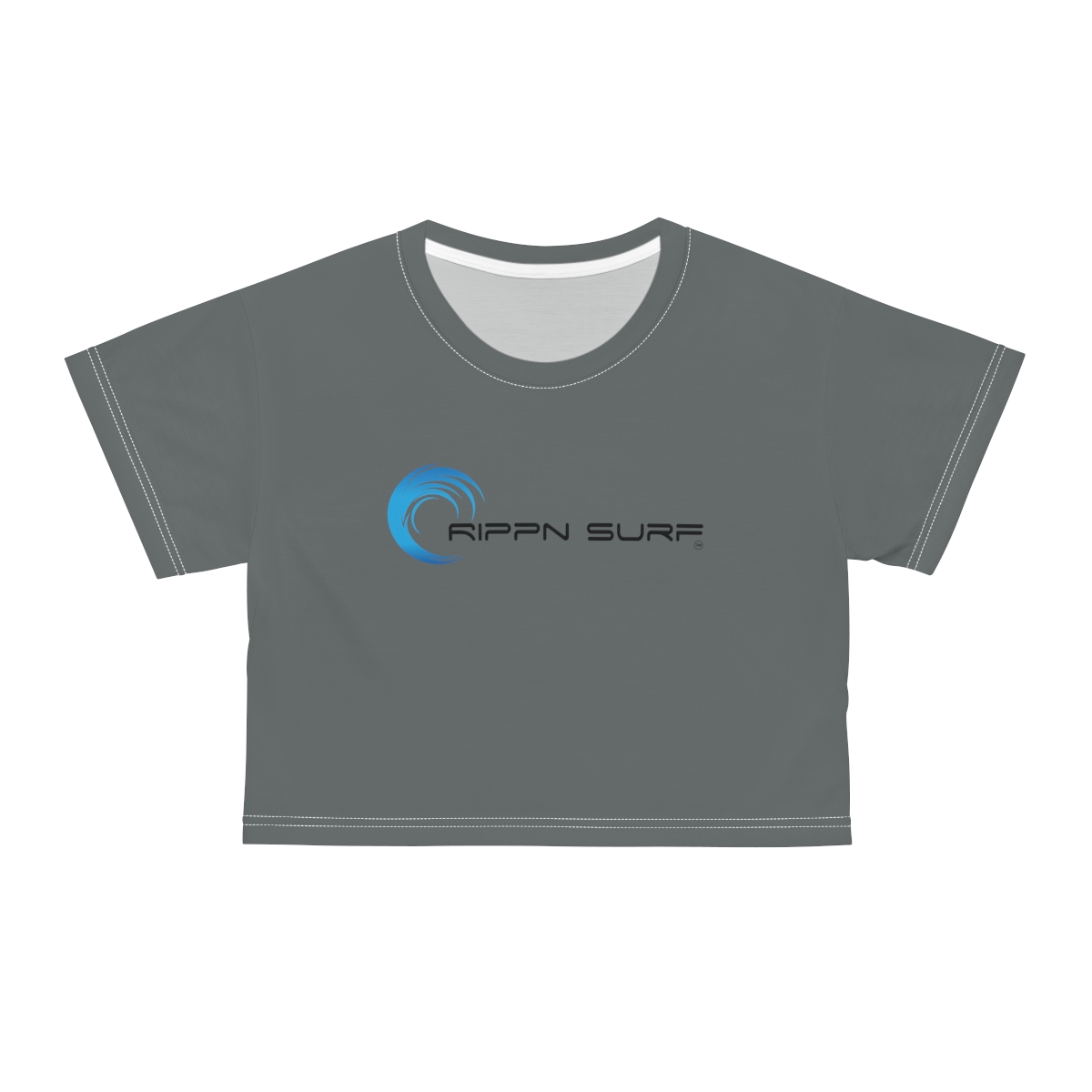 Rippn Surf Women’s Dark Grey Crop Tee - Image 5