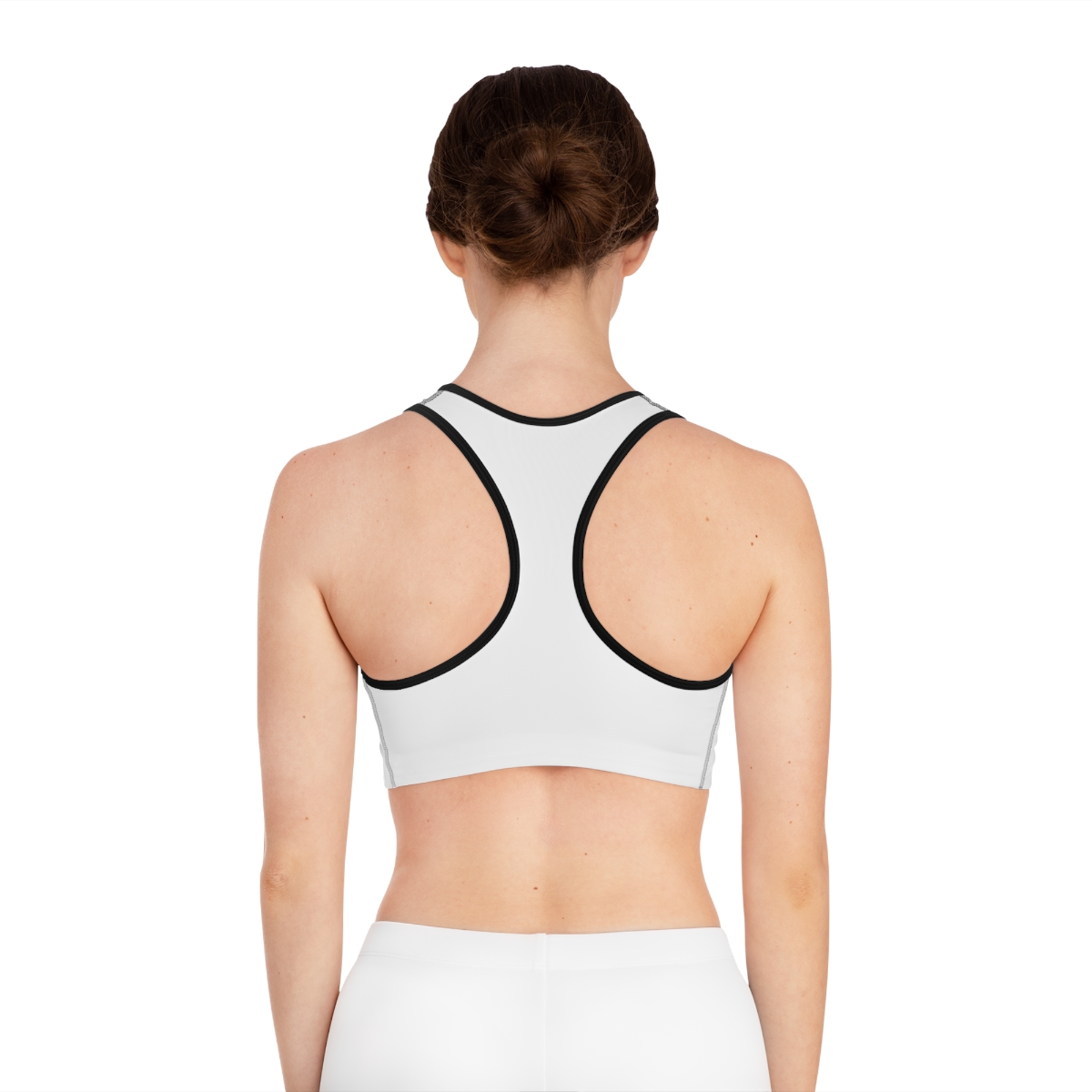 Ripped Black/White Athletic Sports Bra (Black Borders) - Image 4