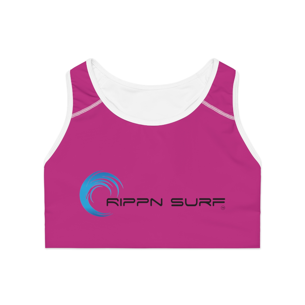Rippn Surf Pink Athletic Sports Bra (White Borders) - Image 2