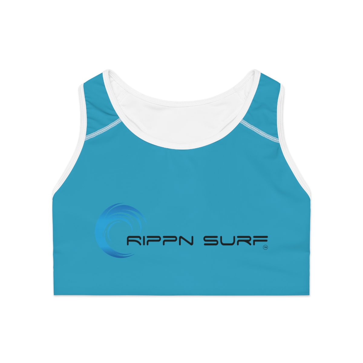 Rippn Surf Ocean Blue Athletic Sports Bra (White Borders) - Image 2