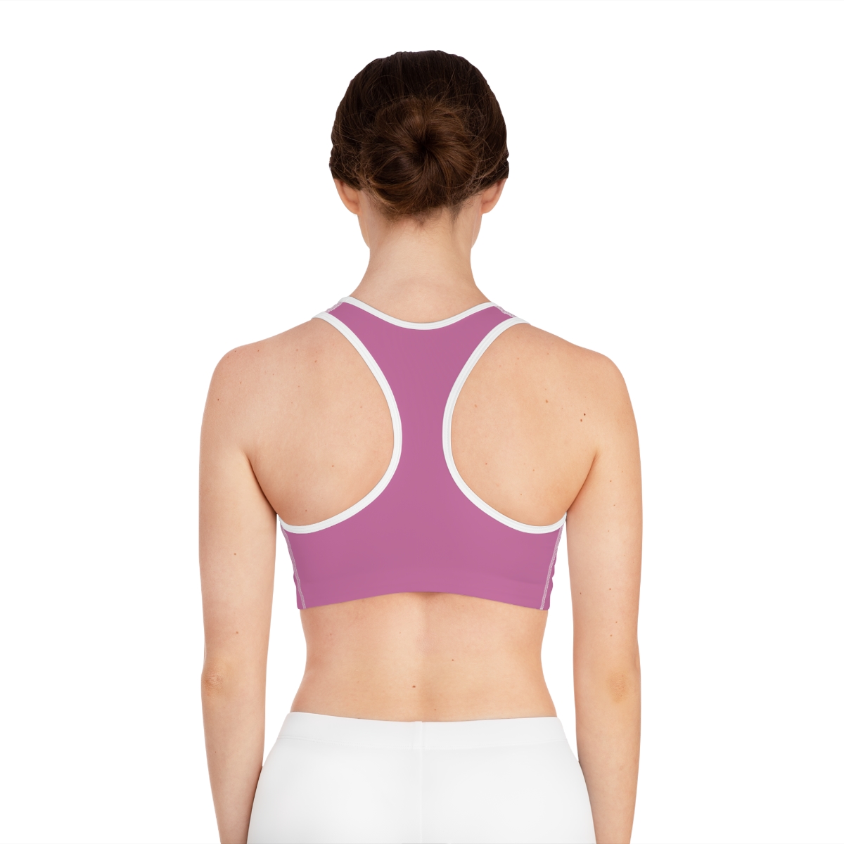 Ripped Black/White Athletic Light Pink Sports Bra (White Borders) - Image 4