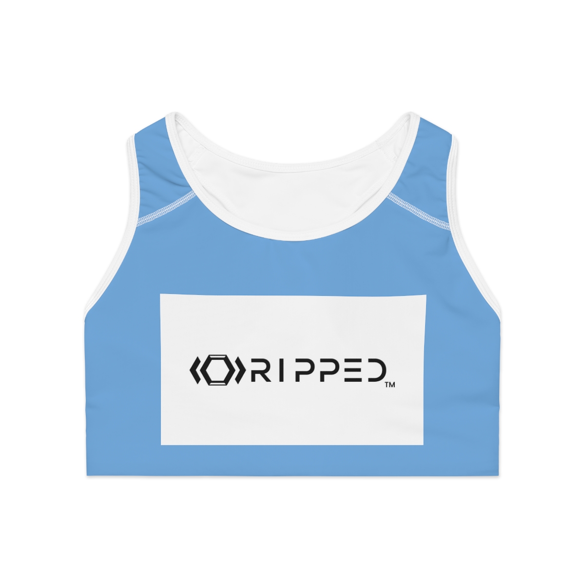 Ripped Light Blue Athletic Sports Bra (White Borders) - Image 2