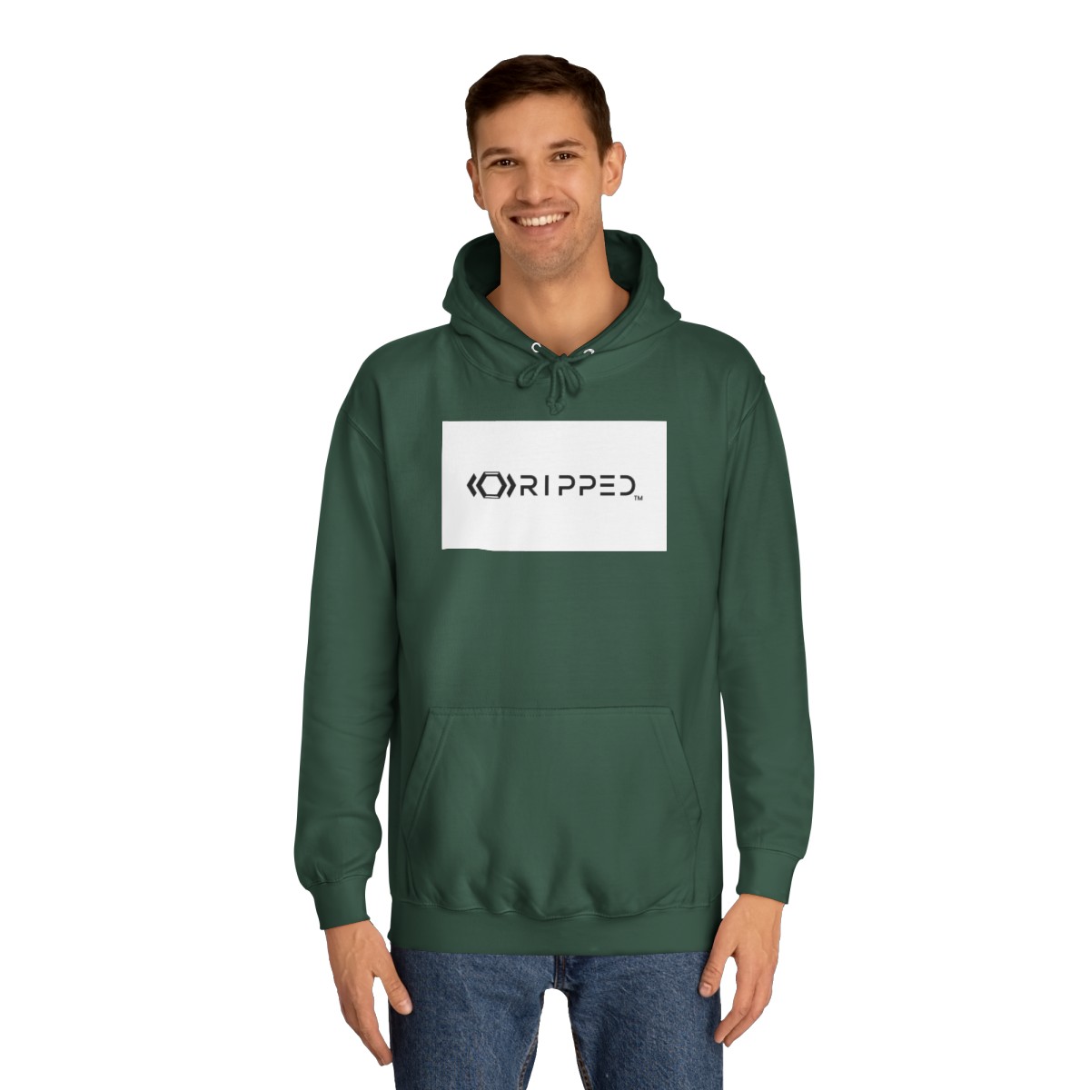 Ripped Men’s Dark Green Hoodie - Image 3