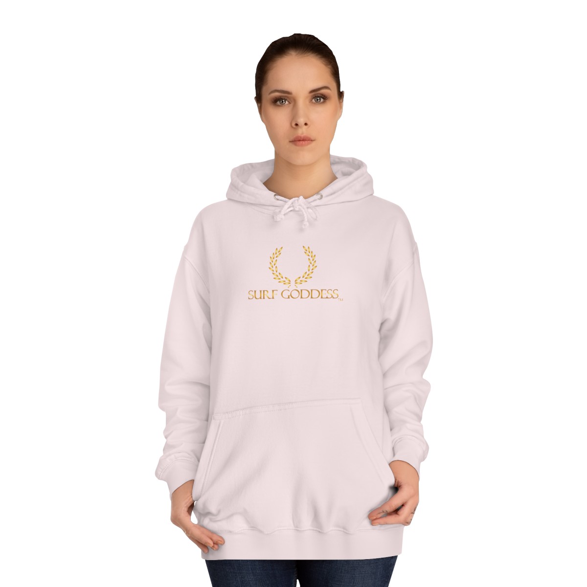 Surf Goddess Women’s Light Pink Hoodie - Image 4