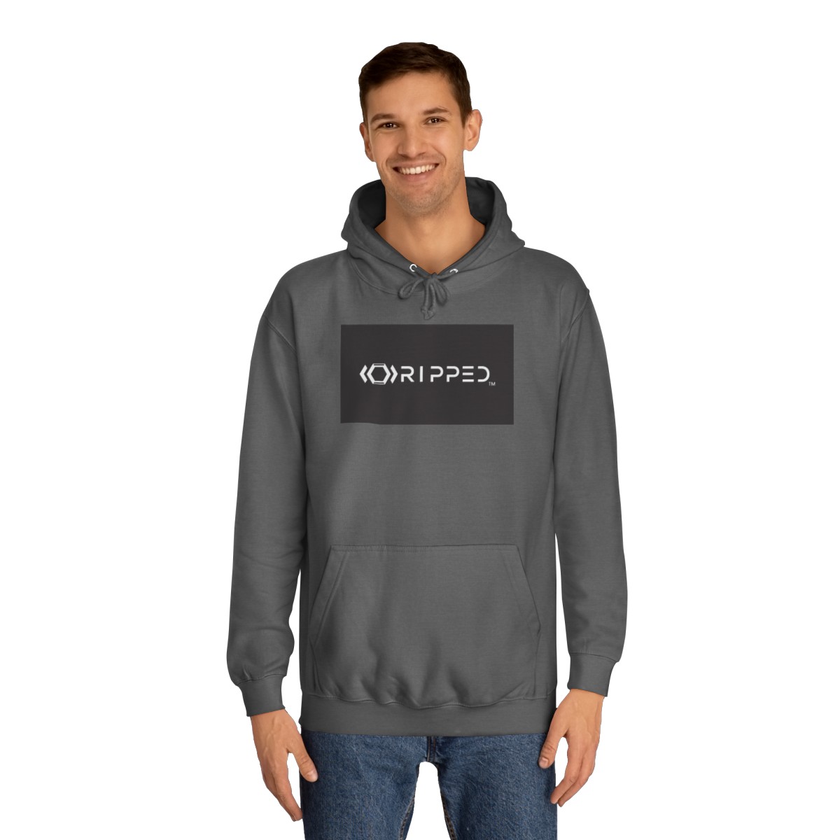 Ripped Women’s Grey Hoodie(Black/White Logo) - Image 3