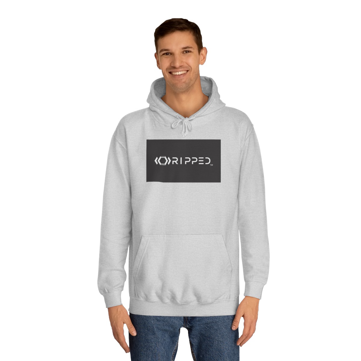 Ripped Women’s Light Grey Hoodie(Black/White Logo) - Image 3