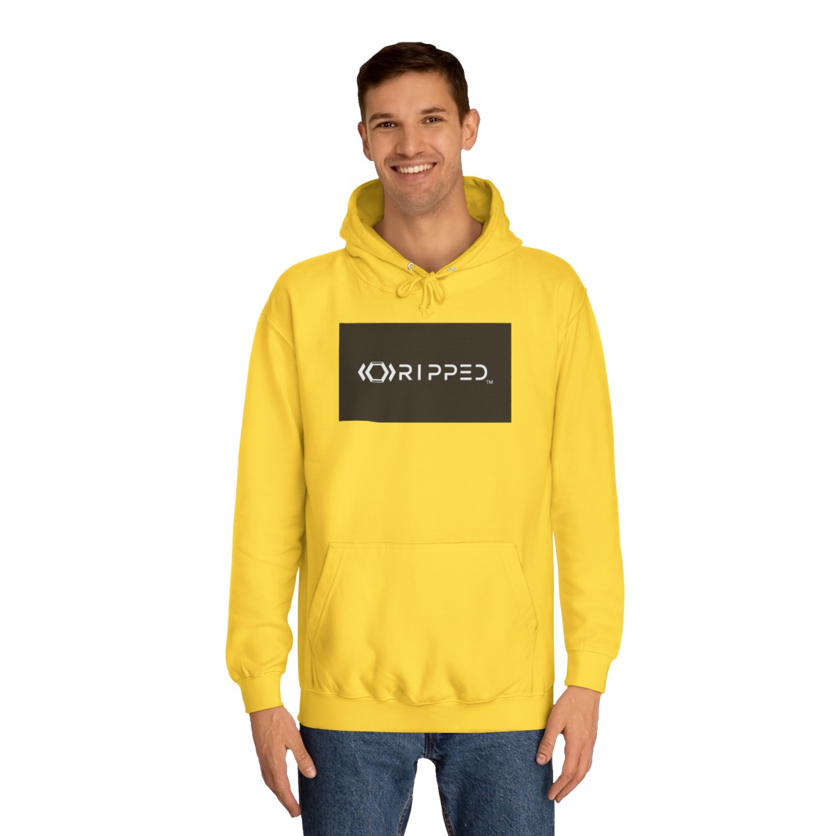 Ripped Women’s Yellow Hoodie(Black/White Logo) - Image 3