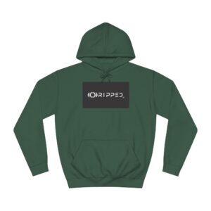 Ripped Men’s Dark Green Hoodie(Black/White Logo)