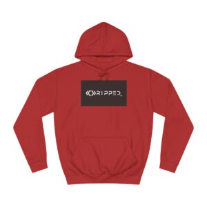 Ripped Men’s Red Hoodie(Black/White Logo)