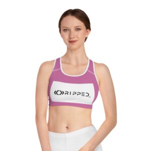 Ripped Light Pink Athletic Sports Bra (White Borders)