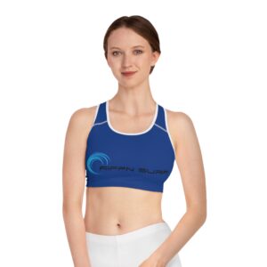 Rippn Surf Dark Blue Athletic Sports Bra (White Borders)